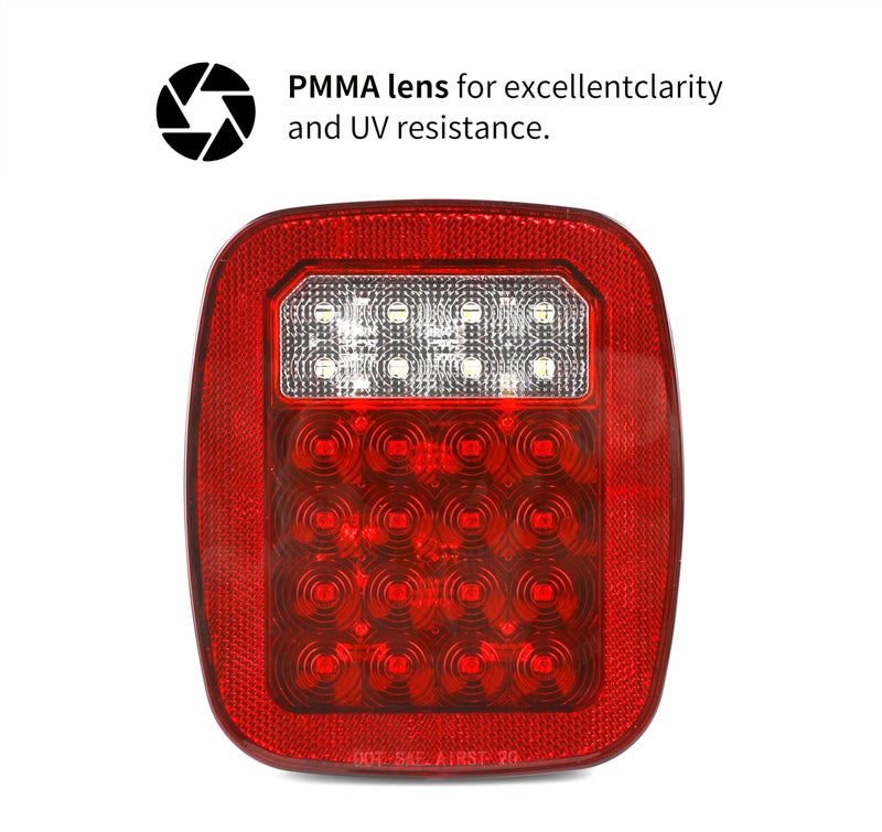 MAXXHAUL 80685 Universal Square 12V Combination 28 LED Signal Tail Light - For Truck Trailer Boat Jeep SUV RV Vans Flatbed 2 Pack - Image 2